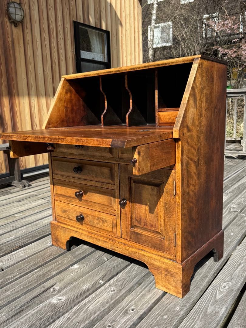 ♪北海道民藝家具♪ライティングビューロー♪総天然木♪塗装アレンジ品♪