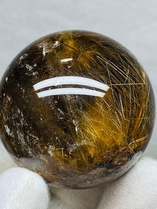 天然水晶球 極上珍品守護石★金針水晶❣️太陽発射ルチルクォーツ★金の花火★