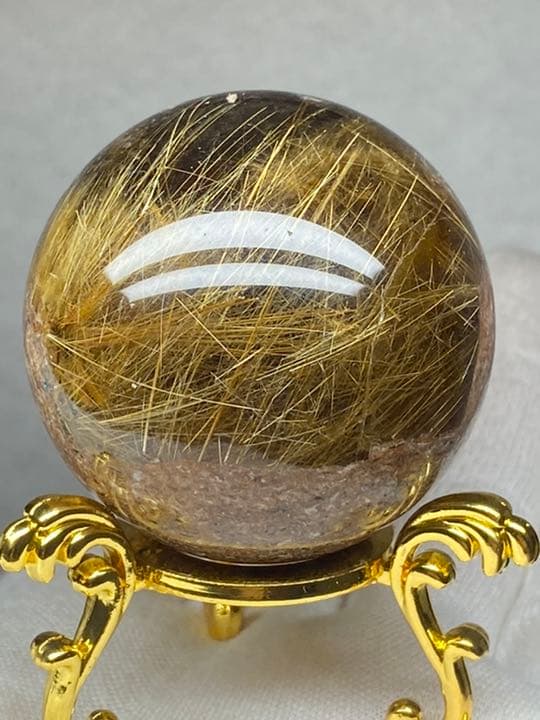 天然水晶球 極上珍品守護石★金針水晶❣️太陽発射ルチルクォーツ★金の花火★