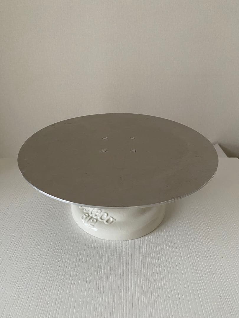 回転式　　シルバー/ホワイト ケーキスタンド