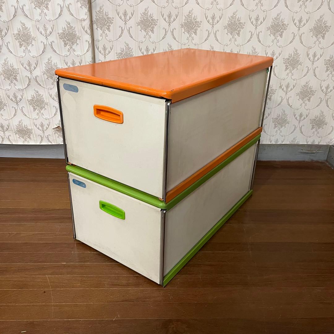 【アンティーク】昭和レトロ レトロポップ ヨドコウ スチール 収納ケース 古道具