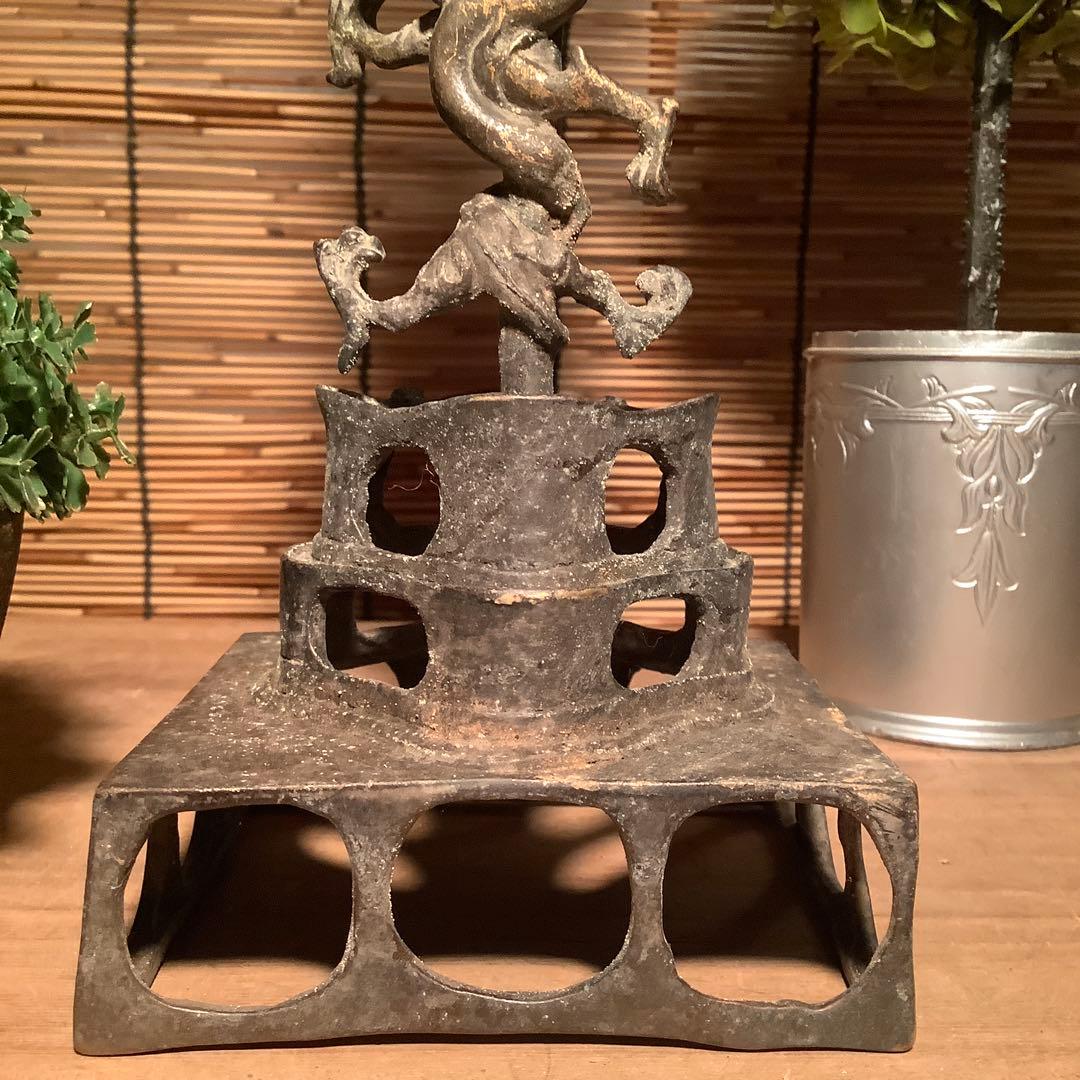 中国・北魏「天上界・阿弥陀如来」龍神・隋・唐・三重方形座・鍍金黄銅