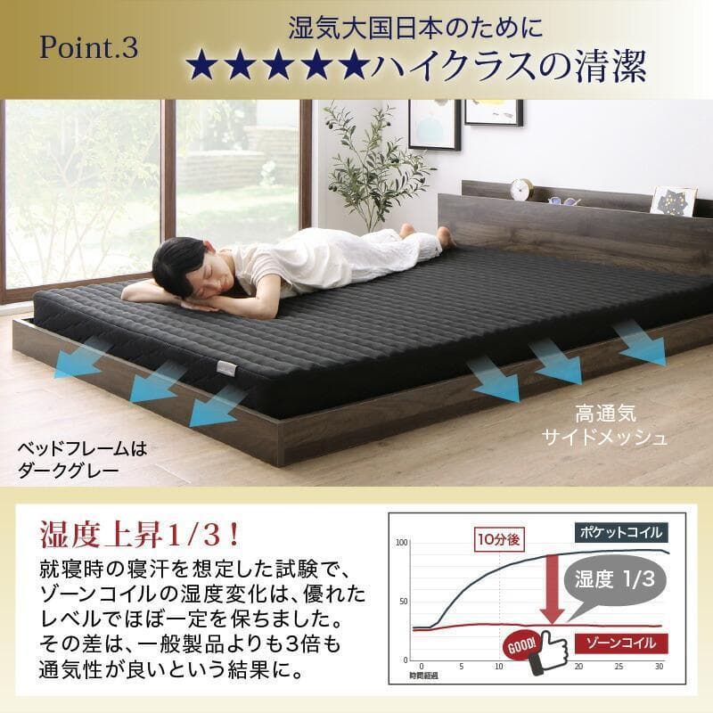 新品 送料込 シングルベッド マットレス付 棚 コンセント付 シャビーグレー