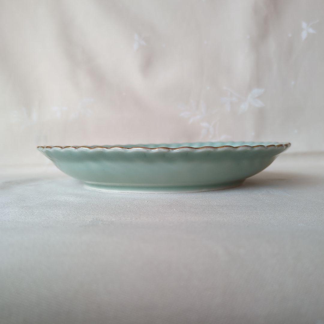 古伊万里 七寸皿 ② 色絵 青磁 菊文様 江戸期