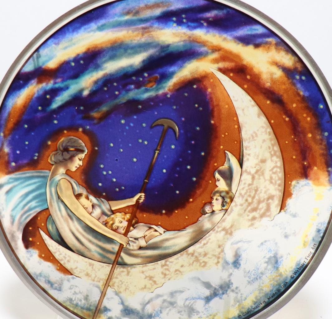 夢の国へ向かう月のボート ヴィンテージ ステンドグラス ヒュー・ウィリアムズ