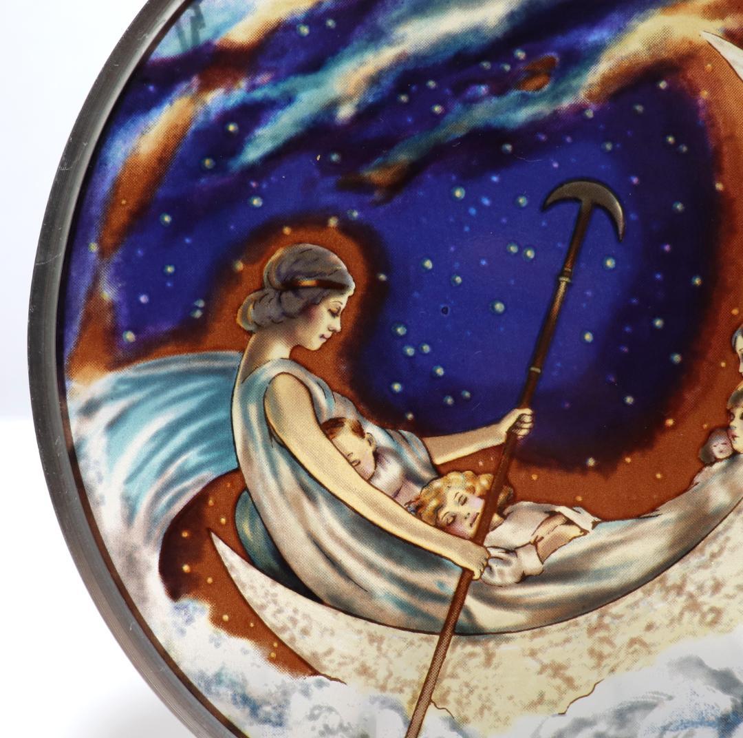 夢の国へ向かう月のボート ヴィンテージ ステンドグラス ヒュー・ウィリアムズ