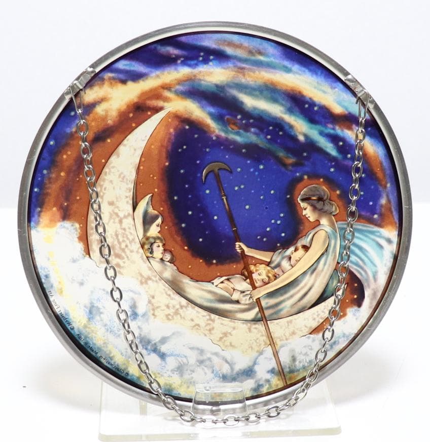 夢の国へ向かう月のボート ヴィンテージ ステンドグラス ヒュー・ウィリアムズ