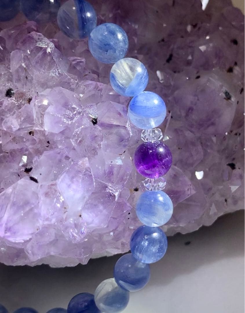 カイヤナイトシリカ　アメジスト　ウルグアイ産　ブレスレット