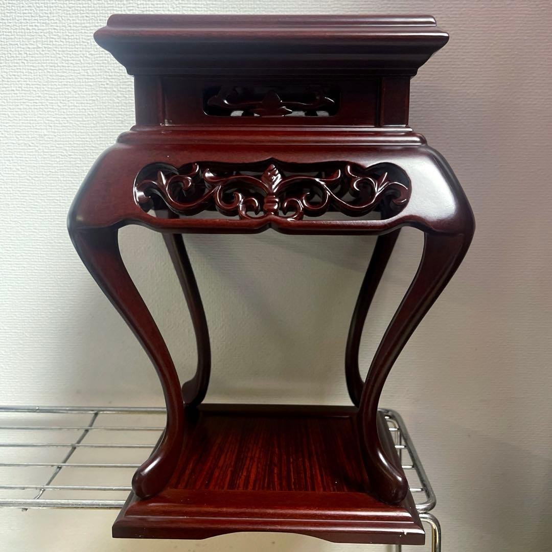 高級唐木花台　透かし彫り　紫檀　盆栽花台　懸崖花台　盆栽卓　香炉台　飾卓