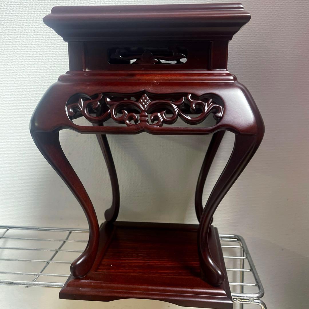 高級唐木花台　透かし彫り　紫檀　盆栽花台　懸崖花台　盆栽卓　香炉台　飾卓