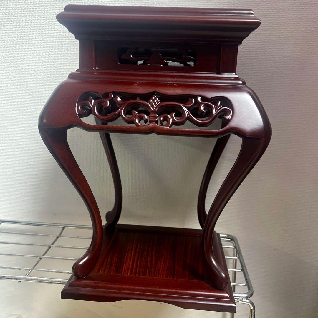 高級唐木花台　透かし彫り　紫檀　盆栽花台　懸崖花台　盆栽卓　香炉台　飾卓