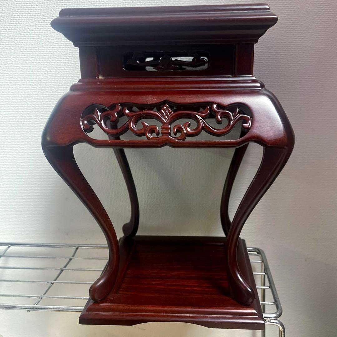 高級唐木花台　透かし彫り　紫檀　盆栽花台　懸崖花台　盆栽卓　香炉台　飾卓