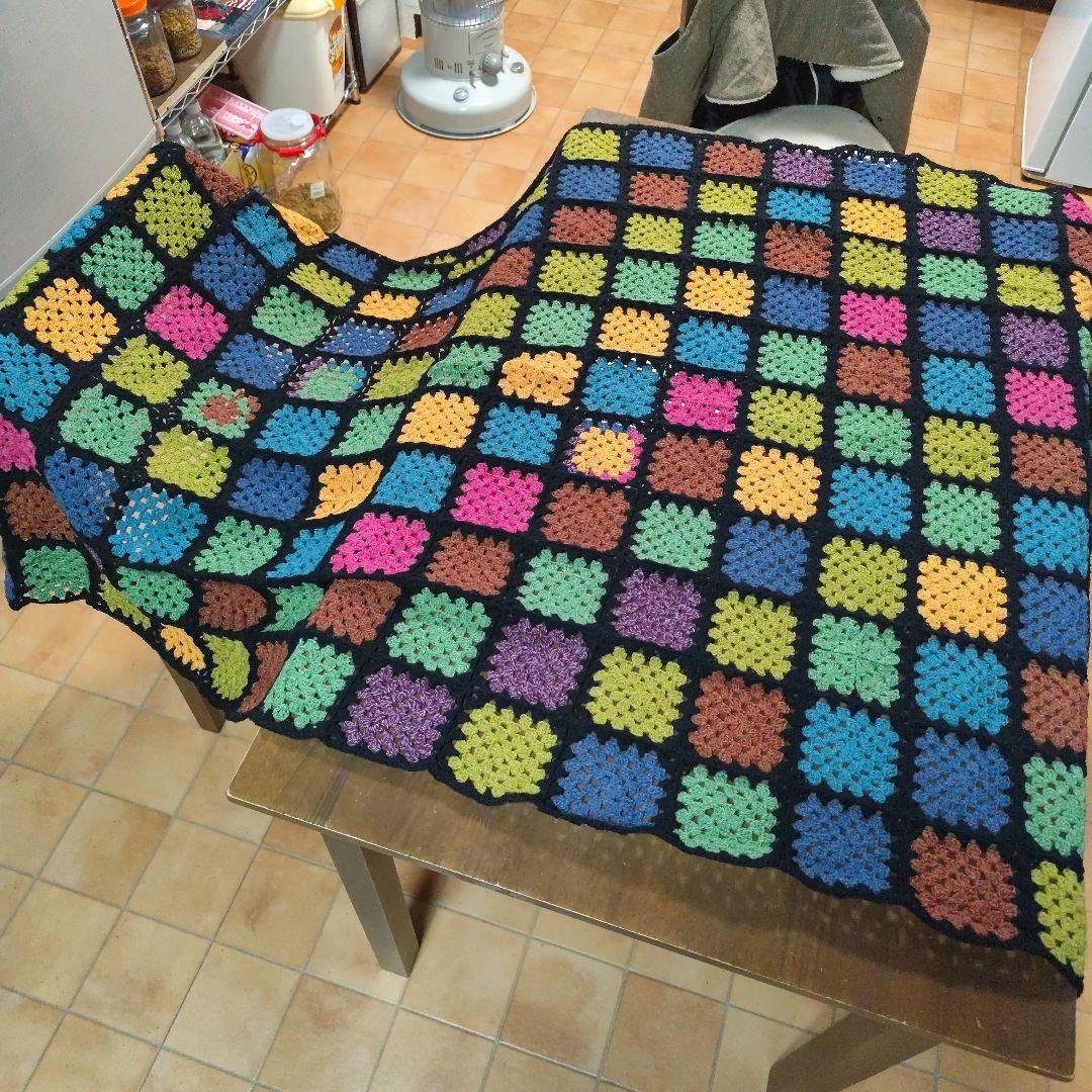 ハンドメイド　モチーフ編み③　約160cm×約110cm 　カバー