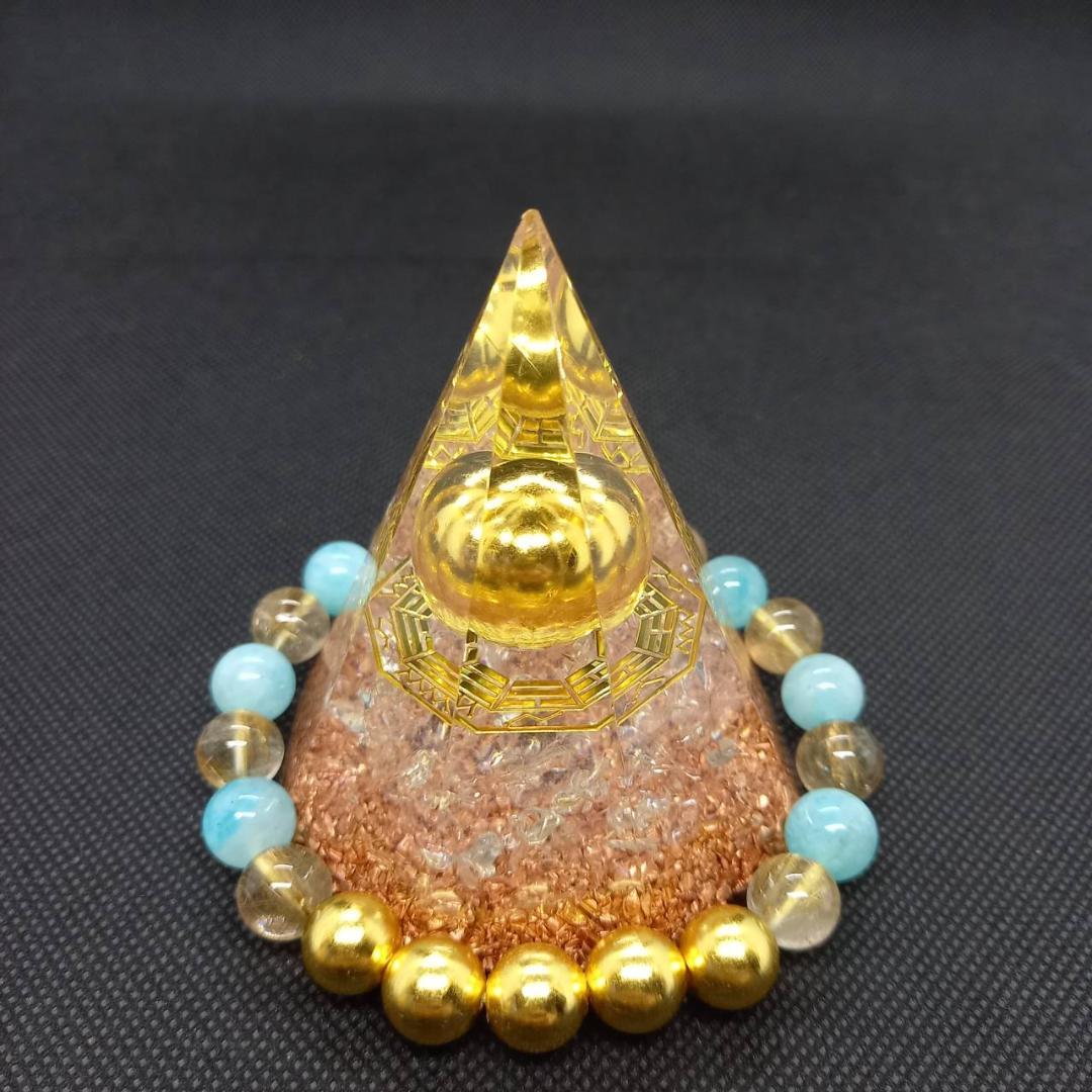 最強金運アップ『金運爆上げブレスレット（投資運特化）』24K純金貼り水晶玉245