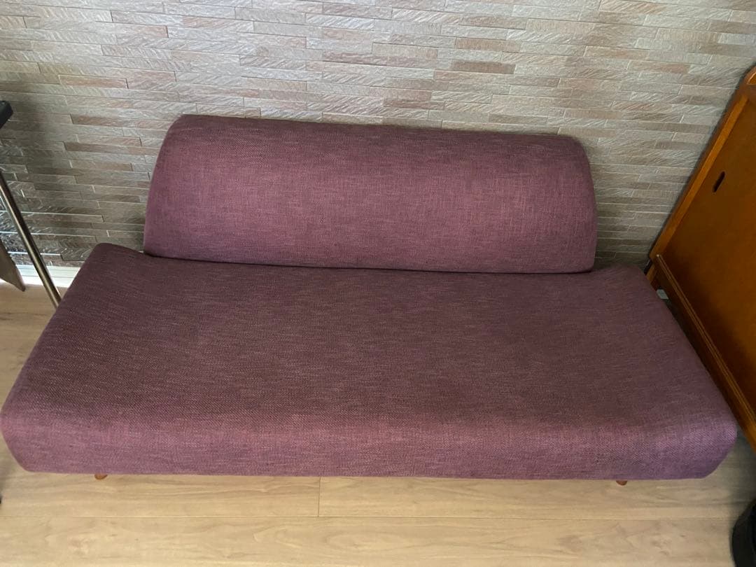 パープルファブリックソファ 2人掛け
