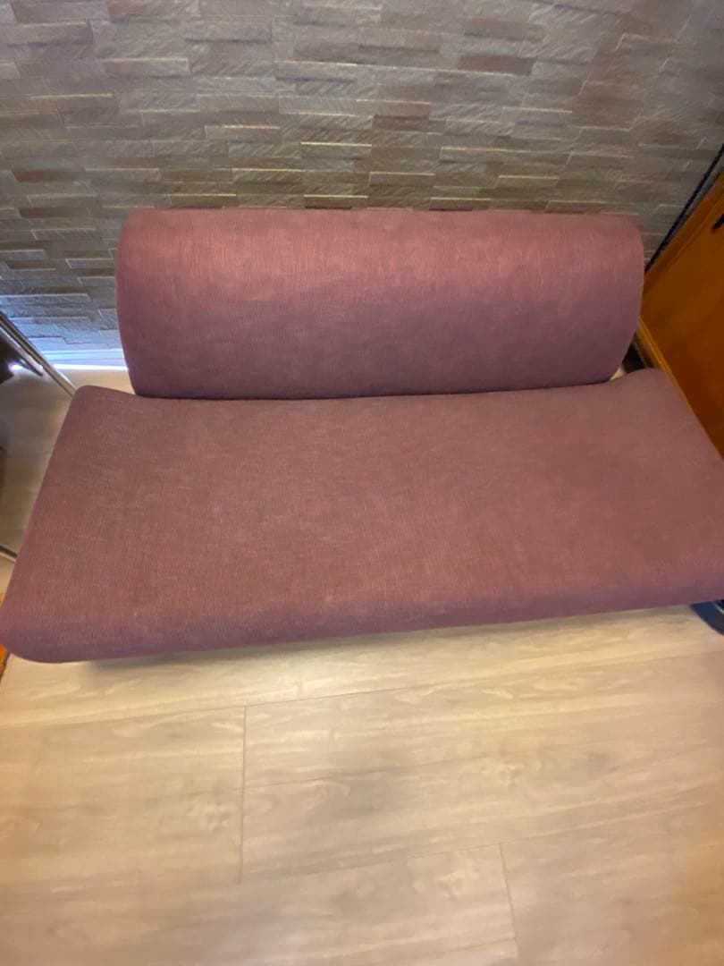 パープルファブリックソファ 2人掛け