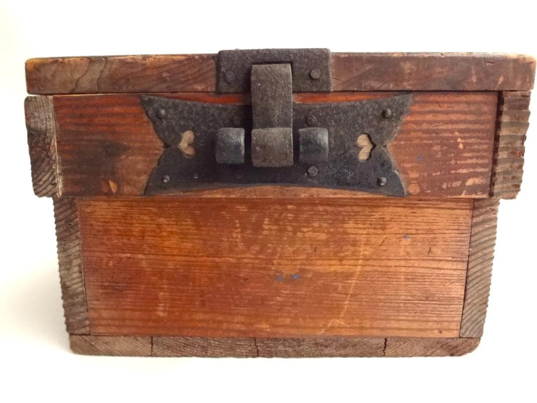 アンティーク　木箱　蓋付き　錠前　木製　明治　年代物　おすすめ品　希少品　激レア