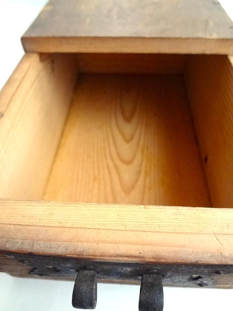 アンティーク　木箱　蓋付き　錠前　木製　明治　年代物　おすすめ品　希少品　激レア