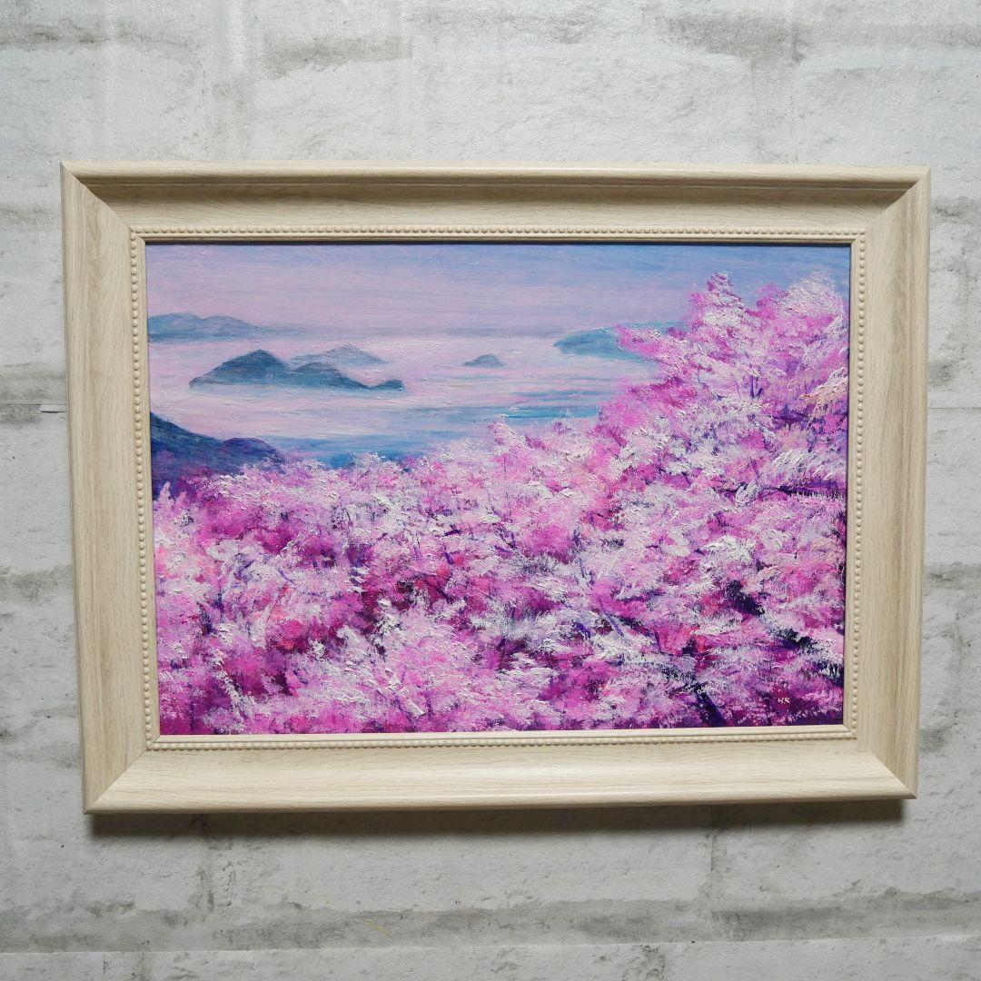 油絵 油彩 油彩画 絵 絵画【海の桜】