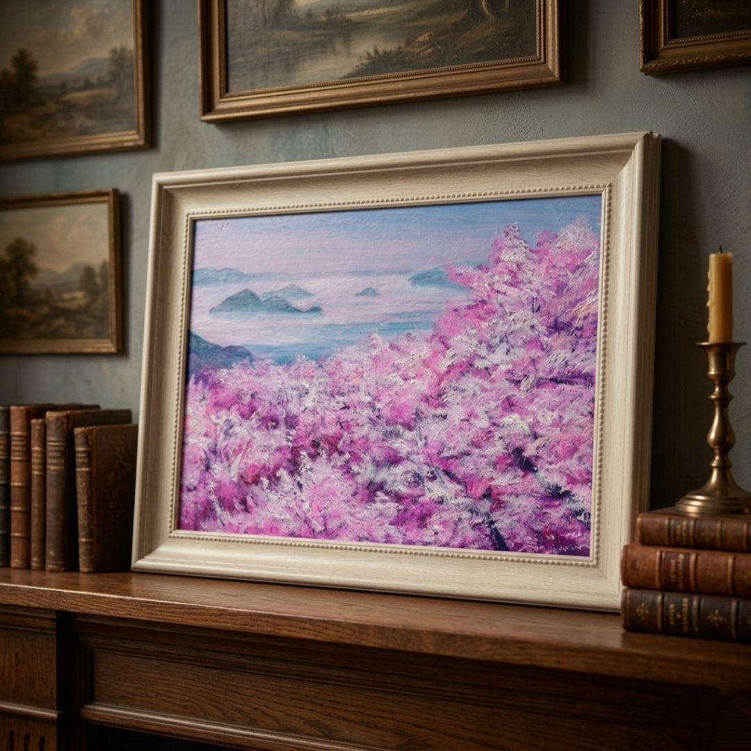 油絵 油彩 油彩画 絵 絵画【海の桜】