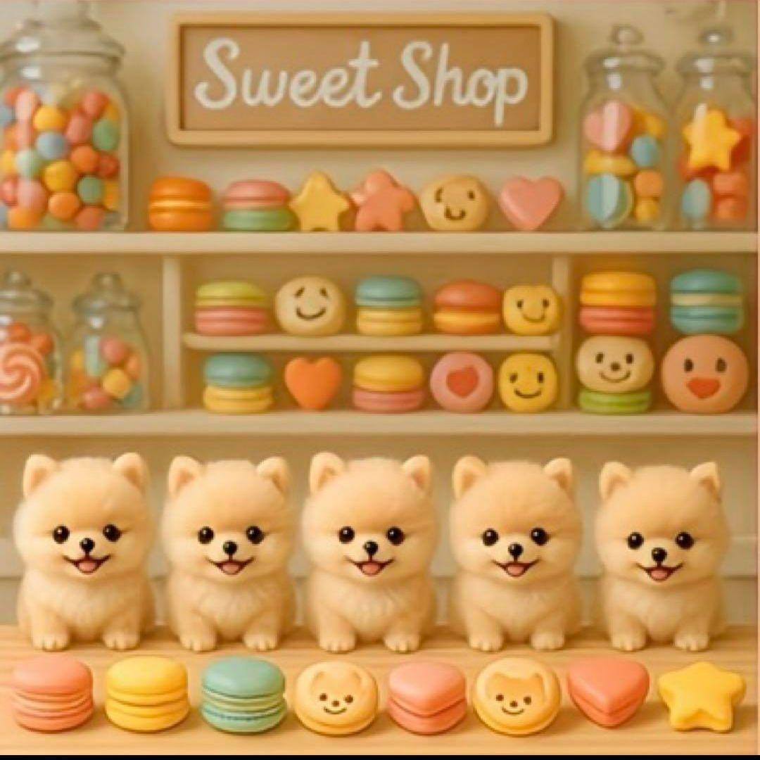 ポメラニアンSweetShopパネル生地　ハンドメイド