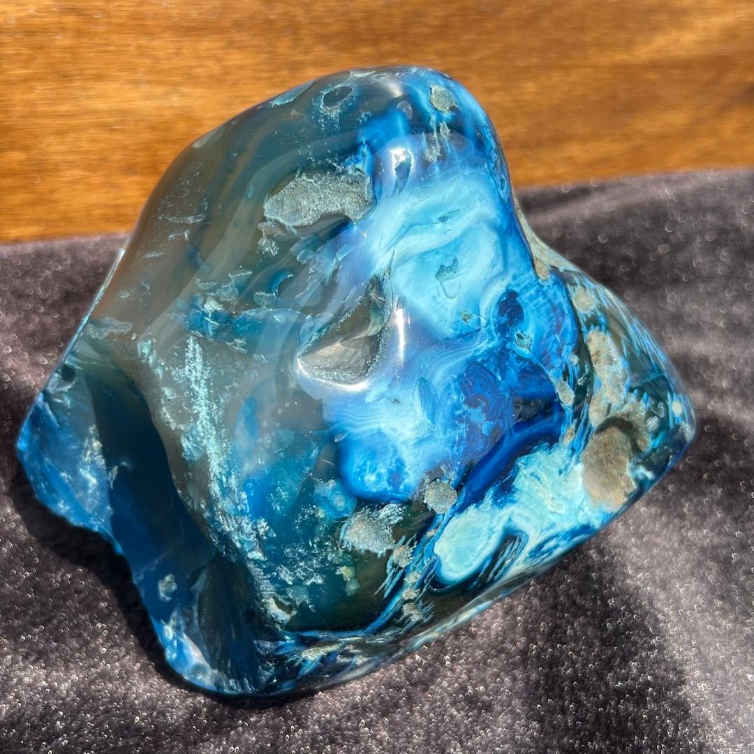 ✳️特大✨癒される色模様✨ブルーメノウ 青瑪瑙 原石 天然石 パワーストーン 置物