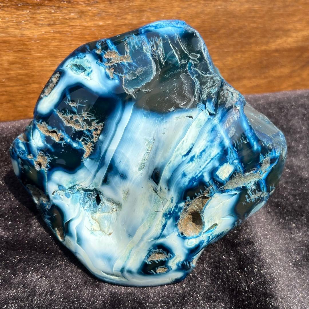 ✳️特大✨癒される色模様✨ブルーメノウ 青瑪瑙 原石 天然石 パワーストーン 置物