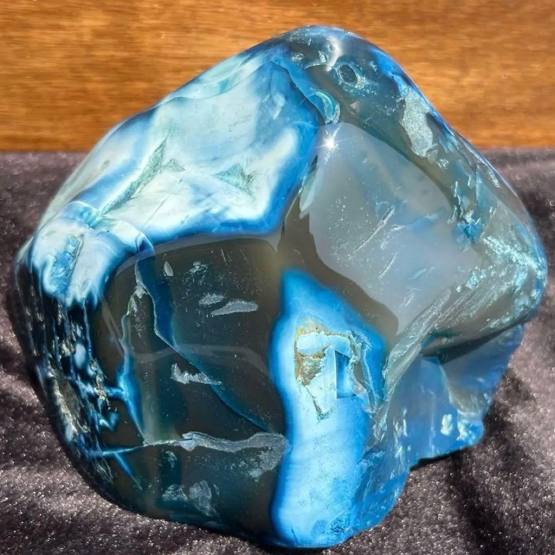 ✳️特大✨癒される色模様✨ブルーメノウ 青瑪瑙 原石 天然石 パワーストーン 置物