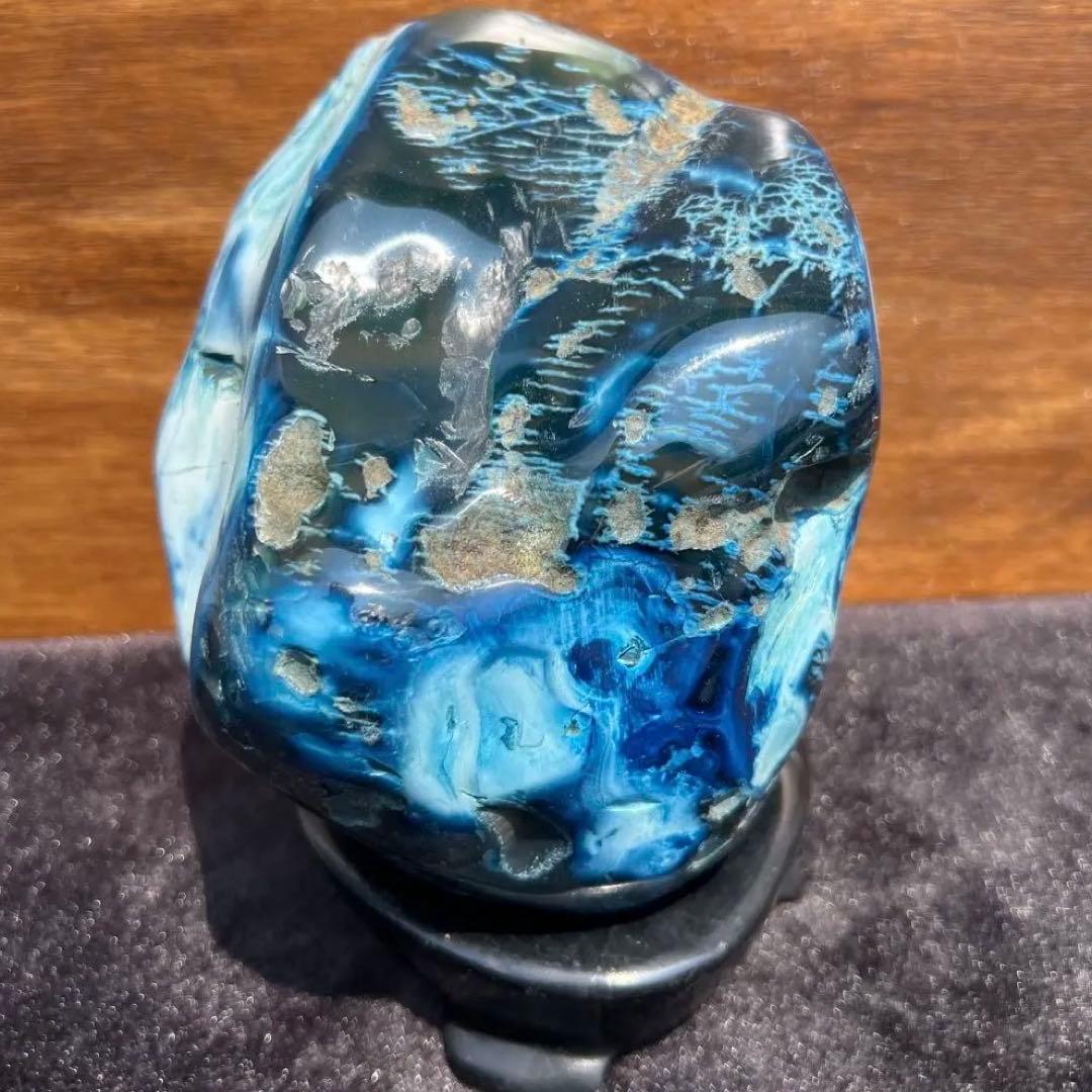 ✳️特大✨癒される色模様✨ブルーメノウ 青瑪瑙 原石 天然石 パワーストーン 置物