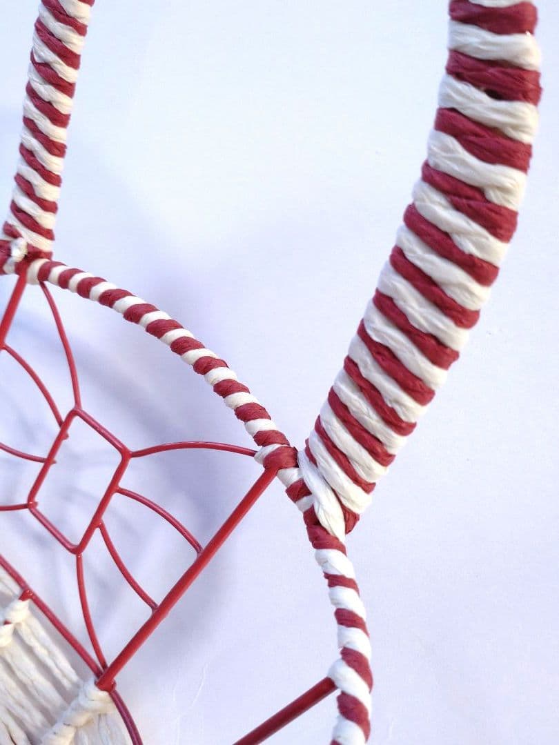 かご 籠 カゴ　赤×白 バスケット りぼん 小物入れ インテリア