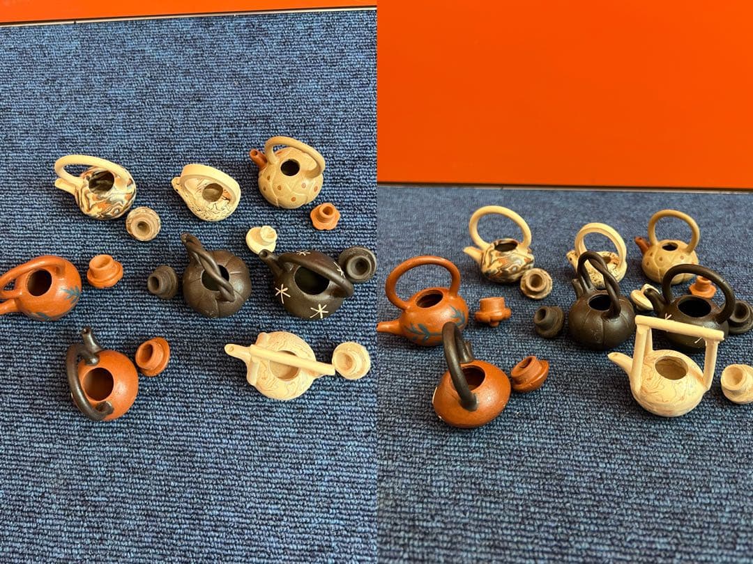 1135 急須　ミニチュア　8客　中国茶器　木箱付き