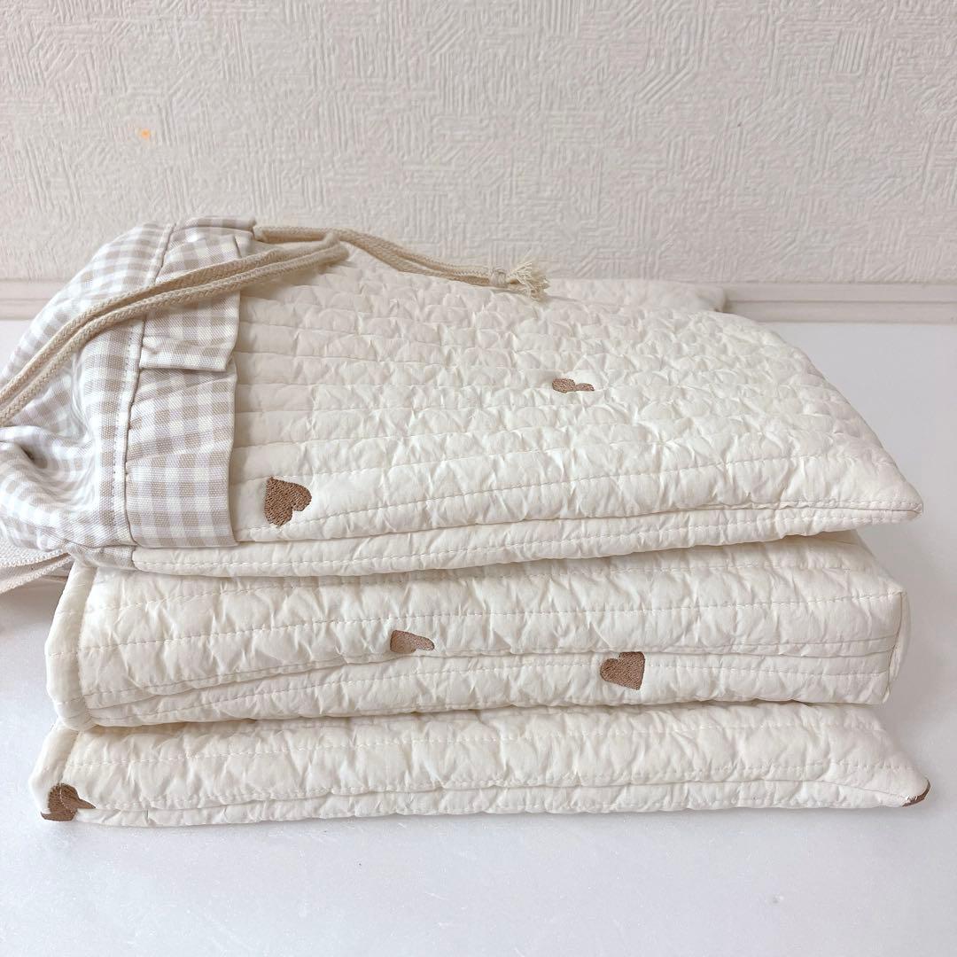 在庫処分セール　　レッスンバッグ 上履き入れ　体操服袋　ヌビ　ハート刺繍