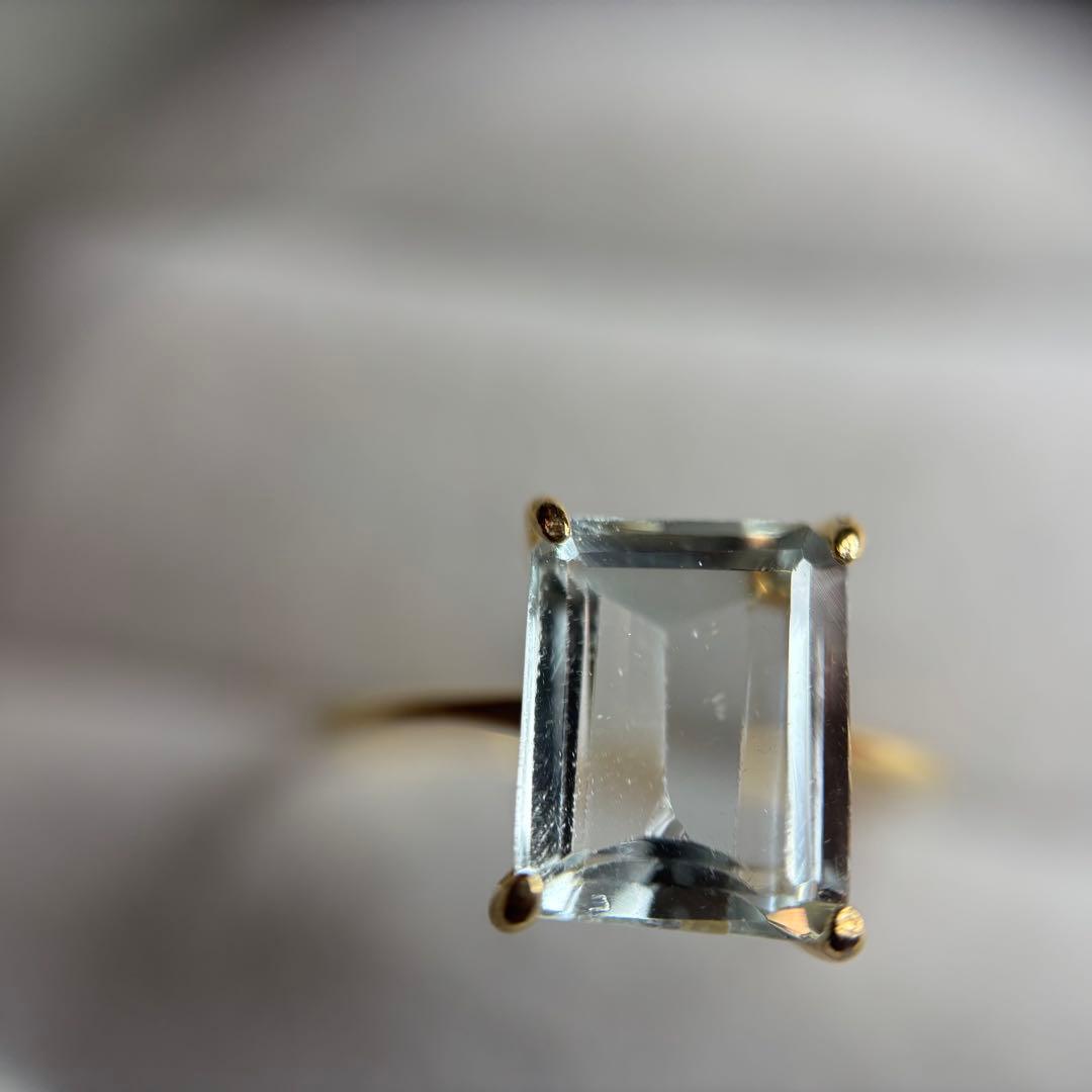 ★値下げ★天然石　大粒アクアマリン　リング　フリーサイズ