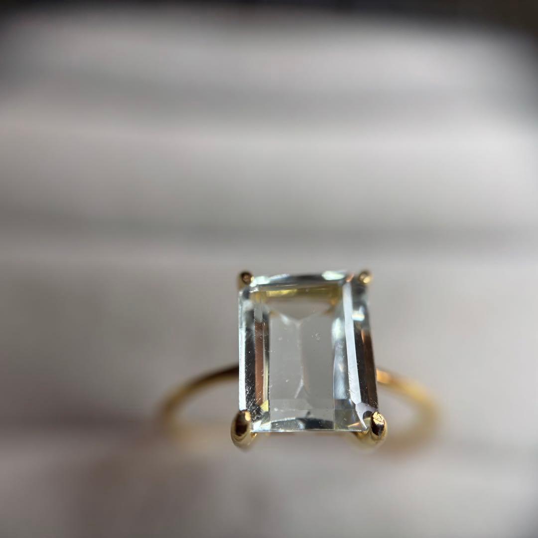 ★値下げ★天然石　大粒アクアマリン　リング　フリーサイズ