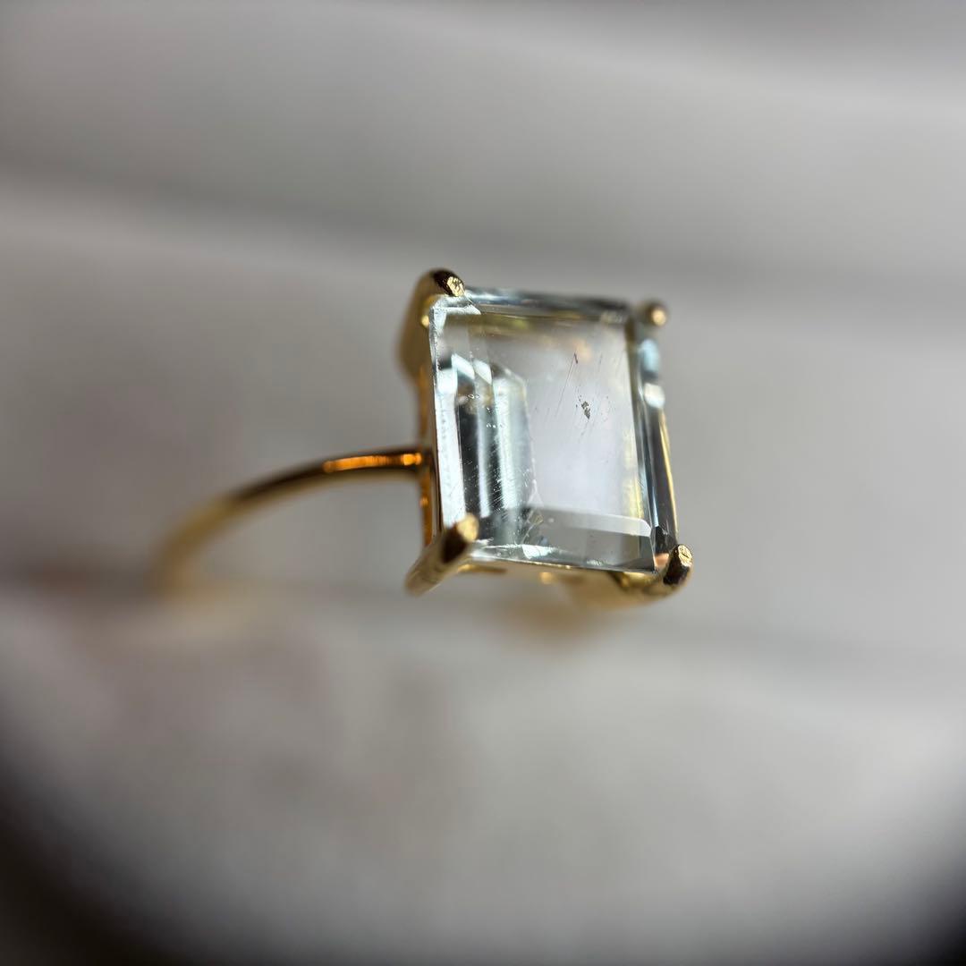 ★値下げ★天然石　大粒アクアマリン　リング　フリーサイズ