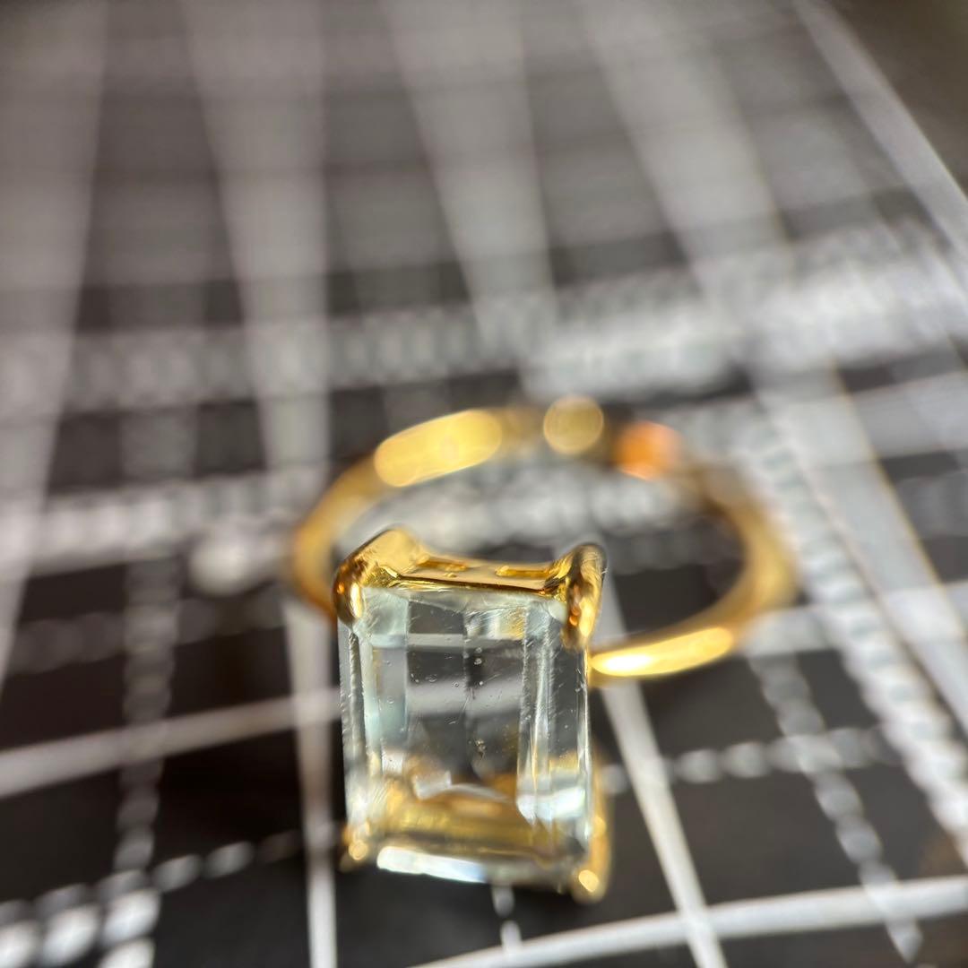 ★値下げ★天然石　大粒アクアマリン　リング　フリーサイズ