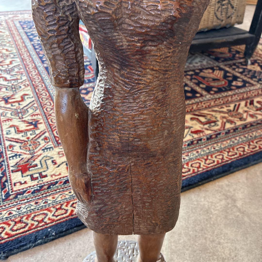 アフリカ タンザニア製 マコンデ彫刻 黒檀彫刻　女性オブジェ約82.5cm