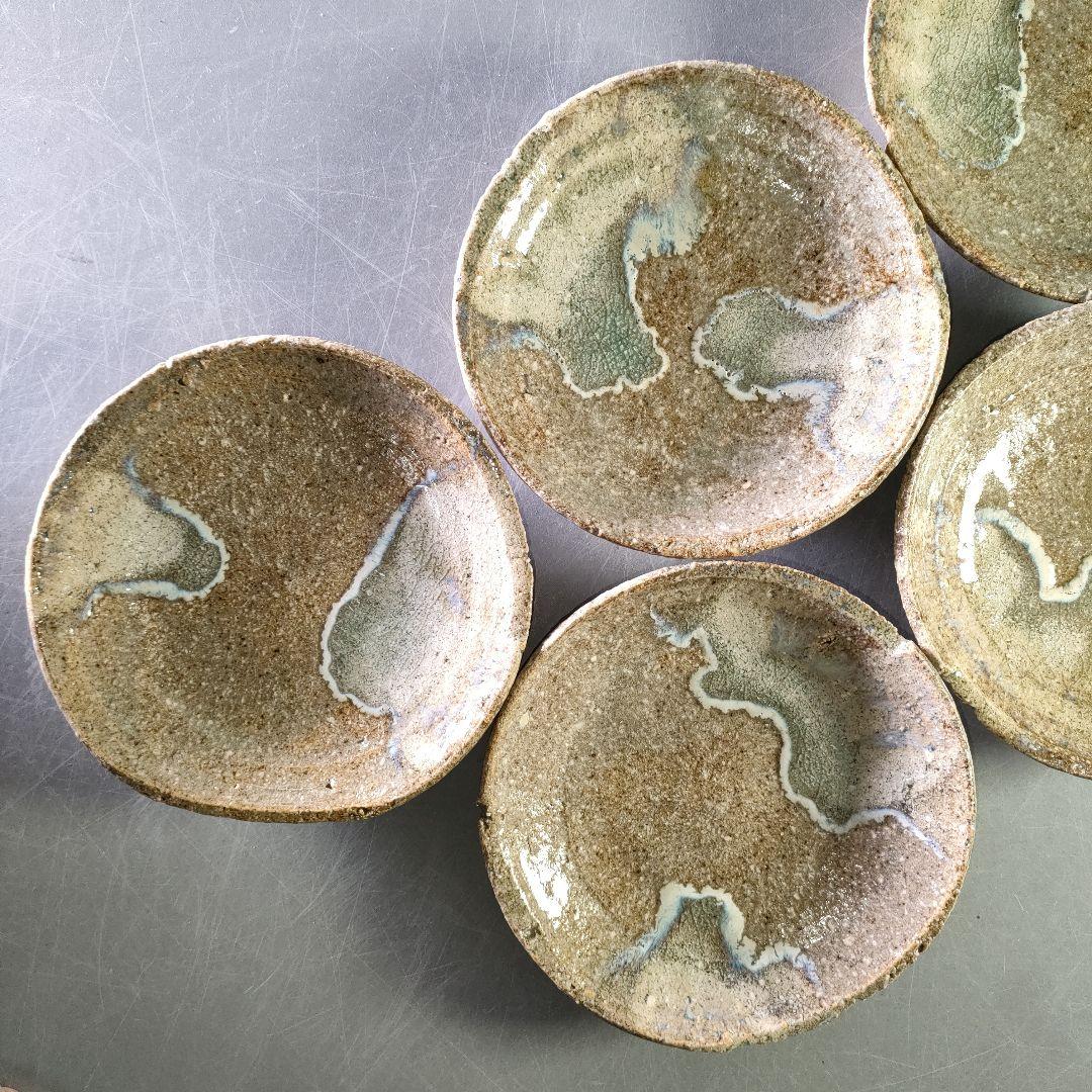 A1185-1/景正二十五世/加藤作助 作/瀬戸伊賀皿5客/共箱/飾皿/懐石道具