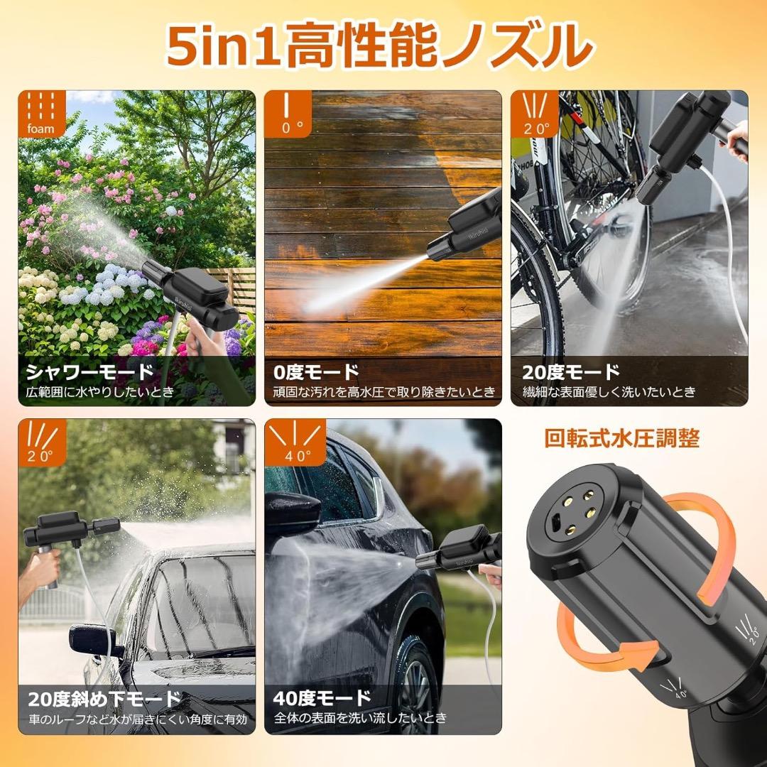 ✨高圧洗浄機 ハンディ コンパクト コードレス USB-C充電式 洗浄 洗車