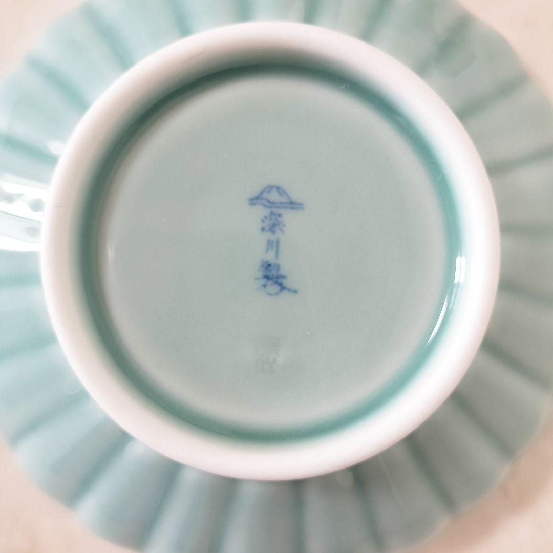 深川製磁 菊割小皿5枚セット 青磁 菊割小付揃 有田焼 菊型 小皿 和食器