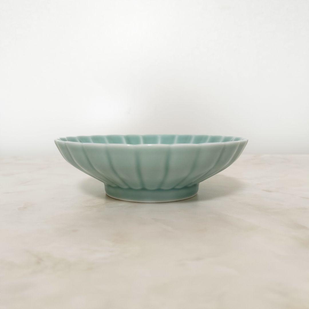 深川製磁 菊割小皿5枚セット 青磁 菊割小付揃 有田焼 菊型 小皿 和食器