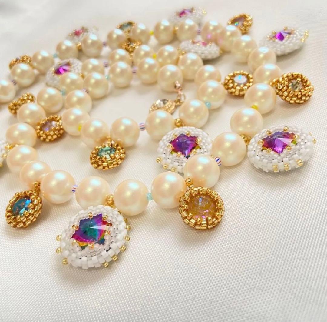 一点物　ネックレス　コスチュームジュエリー　星　宇宙　コズミック　マルチカラー