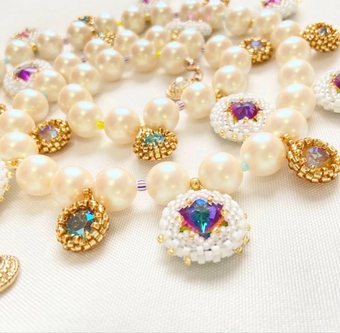 一点物　ネックレス　コスチュームジュエリー　星　宇宙　コズミック　マルチカラー