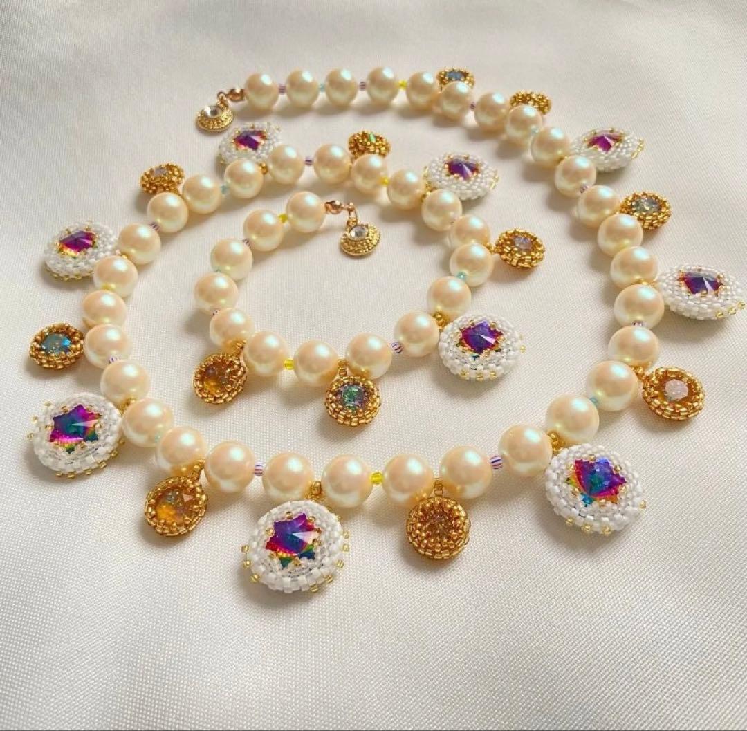 一点物　ネックレス　コスチュームジュエリー　星　宇宙　コズミック　マルチカラー