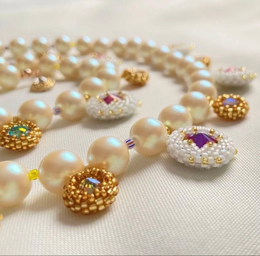 一点物　ネックレス　コスチュームジュエリー　星　宇宙　コズミック　マルチカラー