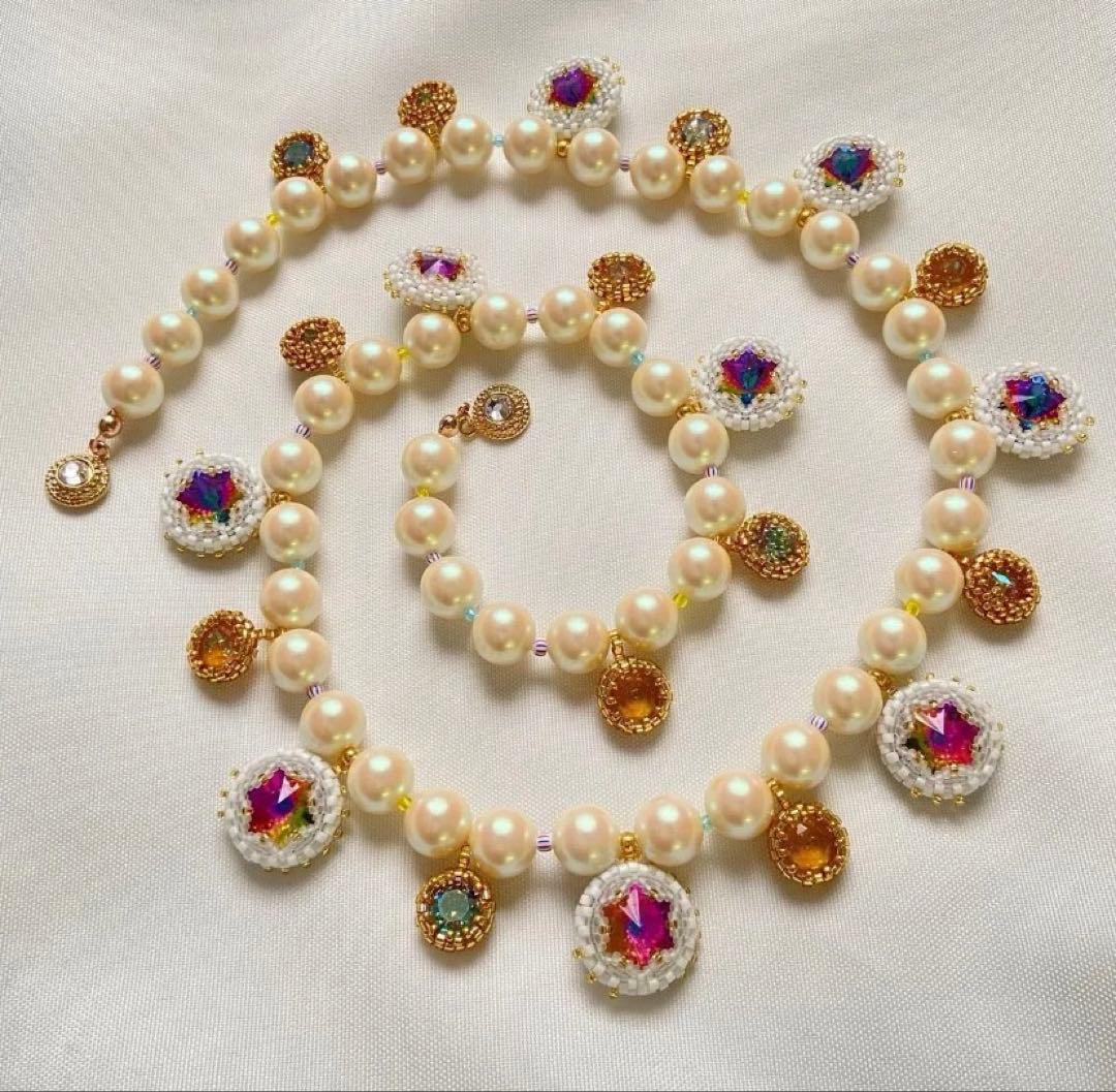 一点物　ネックレス　コスチュームジュエリー　星　宇宙　コズミック　マルチカラー