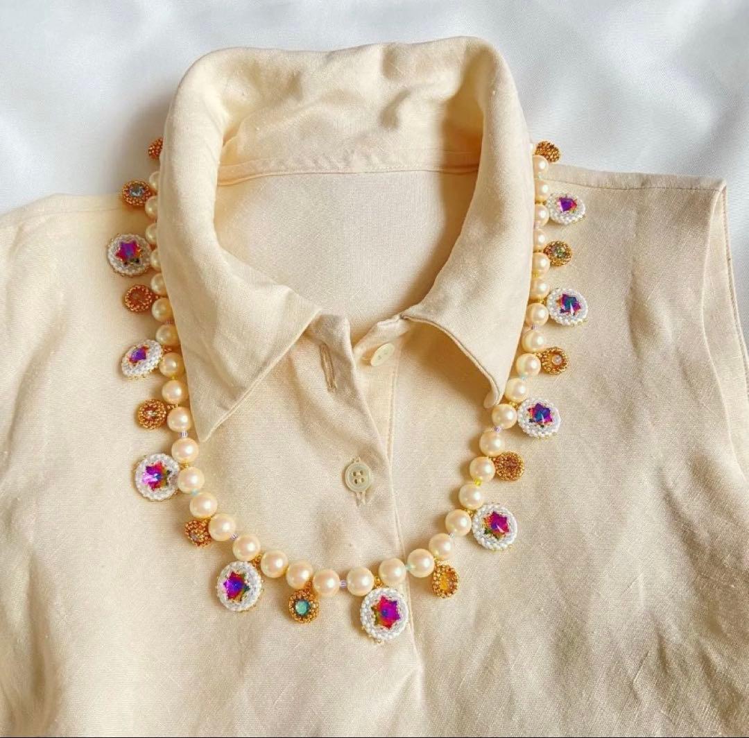 一点物　ネックレス　コスチュームジュエリー　星　宇宙　コズミック　マルチカラー