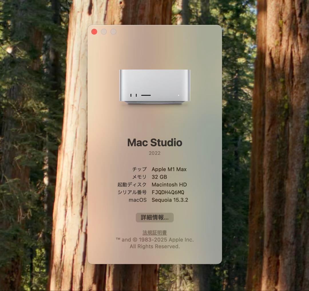 Macデスクトップ Apple Mac Studio M1 MAX 32GB 512SSD