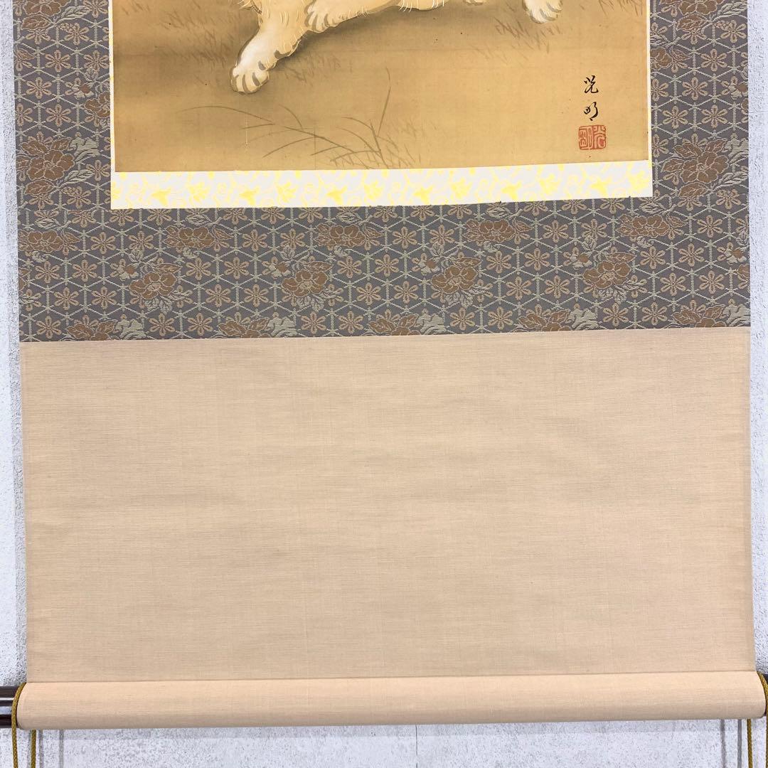 掛軸 光明 犬 合わせ箱 横物 動物