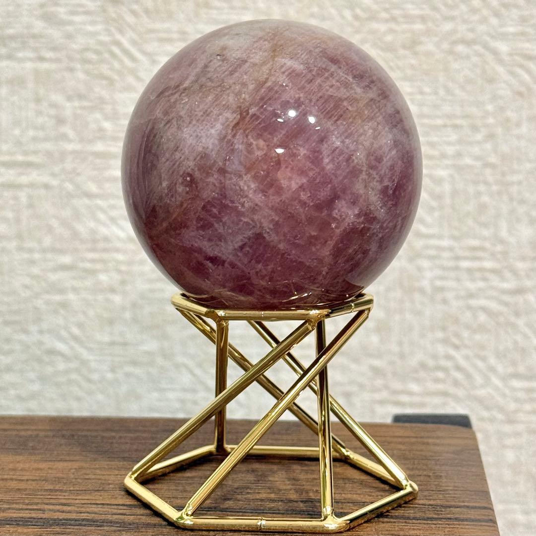 ラベンダーローズクォーツ　ゴールデンヒーラー　スフィア　マダガスカル産　天然石